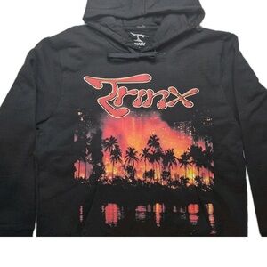 Black Hoodie Sweatshirt with Sunset Palm Graphic